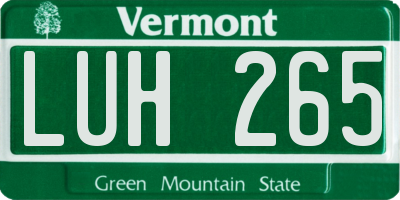 VT license plate LUH265