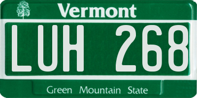 VT license plate LUH268
