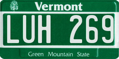 VT license plate LUH269
