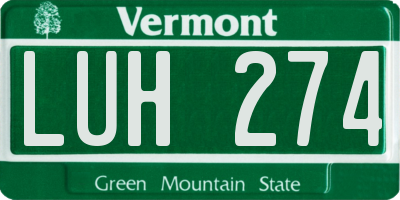VT license plate LUH274