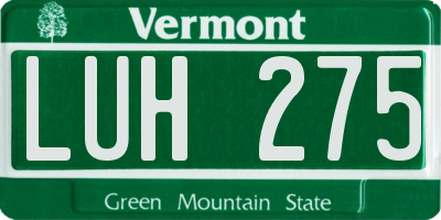 VT license plate LUH275