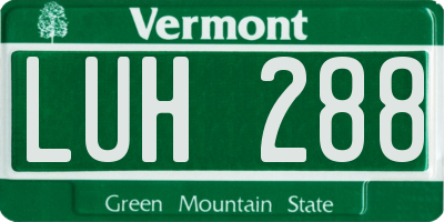 VT license plate LUH288