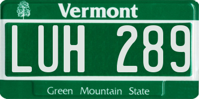 VT license plate LUH289