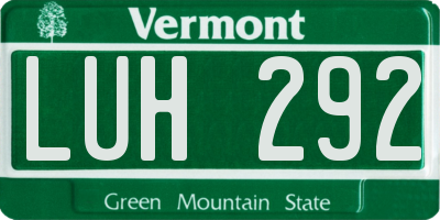 VT license plate LUH292