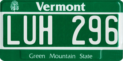 VT license plate LUH296