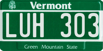 VT license plate LUH303