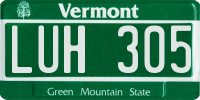 VT license plate LUH305
