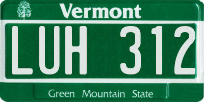 VT license plate LUH312