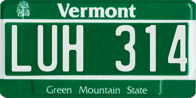 VT license plate LUH314