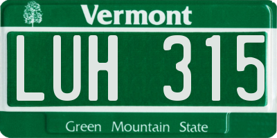 VT license plate LUH315