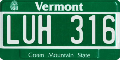 VT license plate LUH316