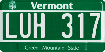 VT license plate LUH317