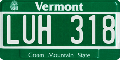 VT license plate LUH318