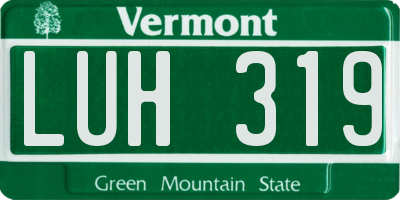 VT license plate LUH319
