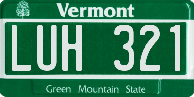 VT license plate LUH321