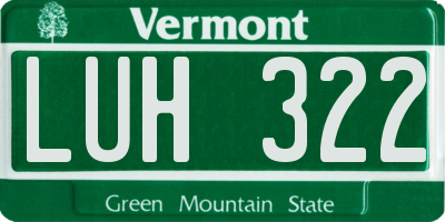 VT license plate LUH322