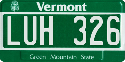 VT license plate LUH326