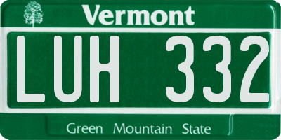 VT license plate LUH332
