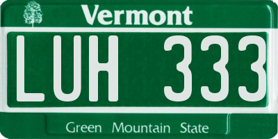 VT license plate LUH333