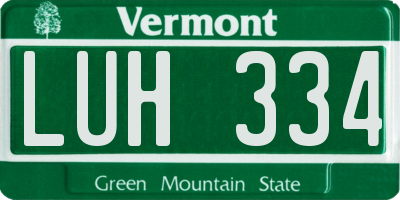 VT license plate LUH334