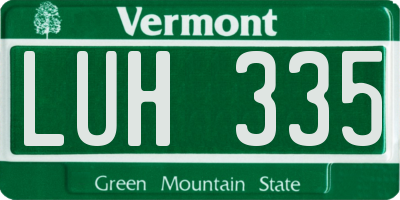 VT license plate LUH335