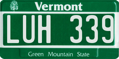 VT license plate LUH339