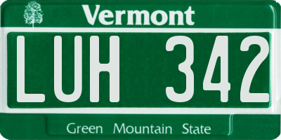 VT license plate LUH342