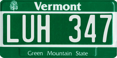 VT license plate LUH347
