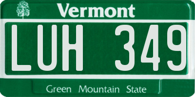 VT license plate LUH349