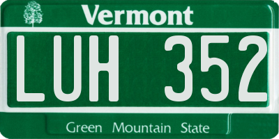 VT license plate LUH352