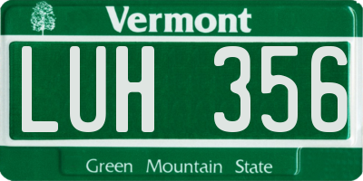VT license plate LUH356