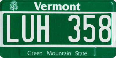 VT license plate LUH358
