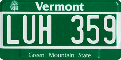 VT license plate LUH359