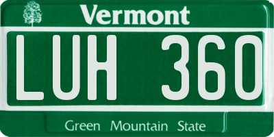 VT license plate LUH360