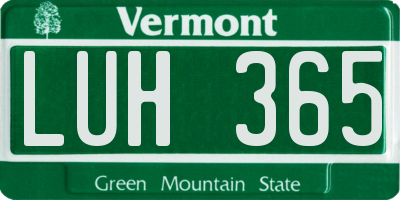 VT license plate LUH365