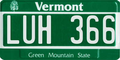 VT license plate LUH366