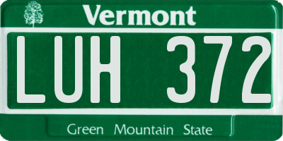 VT license plate LUH372