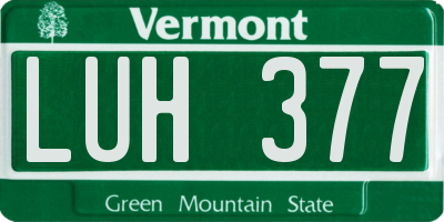 VT license plate LUH377