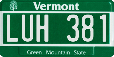 VT license plate LUH381