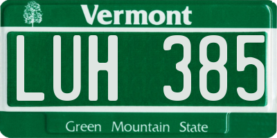 VT license plate LUH385