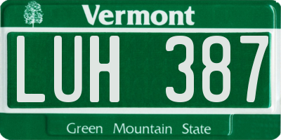 VT license plate LUH387