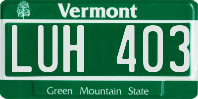 VT license plate LUH403