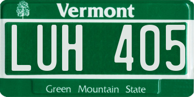 VT license plate LUH405