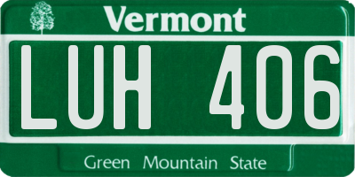 VT license plate LUH406
