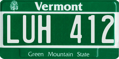 VT license plate LUH412