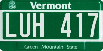 VT license plate LUH417