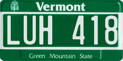 VT license plate LUH418