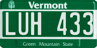 VT license plate LUH433