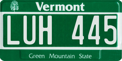 VT license plate LUH445