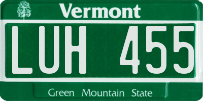 VT license plate LUH455